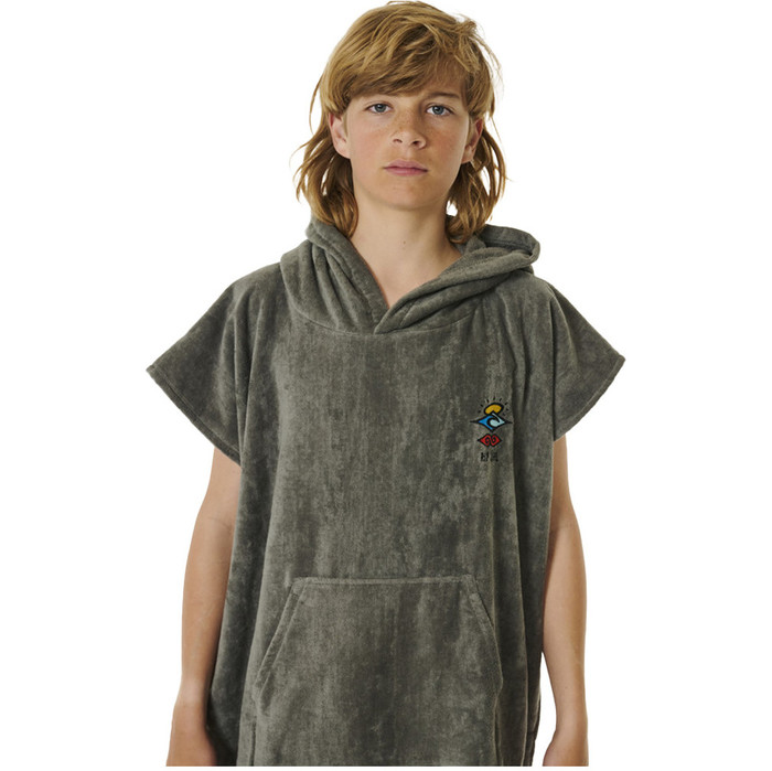 2024 Rip Curl Junior Logo Hooded Towel Changing Robe / Poncho 009BTO - Grey